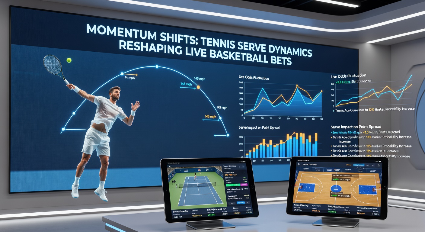 Vergleichsgrafik von Tennis-Serve-Momentum und Basketball-Run-Phasen mit Quoten-Veränderungen