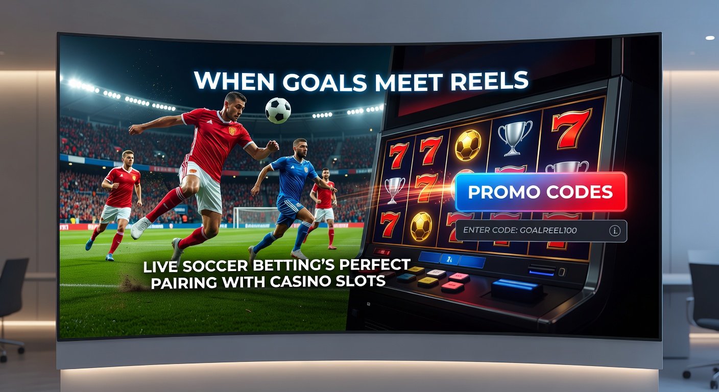 Drehende Casino-Slot-Reels mit Fußball-Elementen wie Bällen und Toren, illustriert die nahtlose Integration
